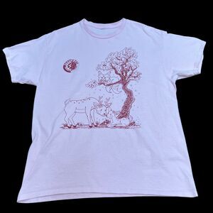 Sakura-Con Mens short Sleeve T-shirt Deer and Fox 2026 Light Pink Size Medium
